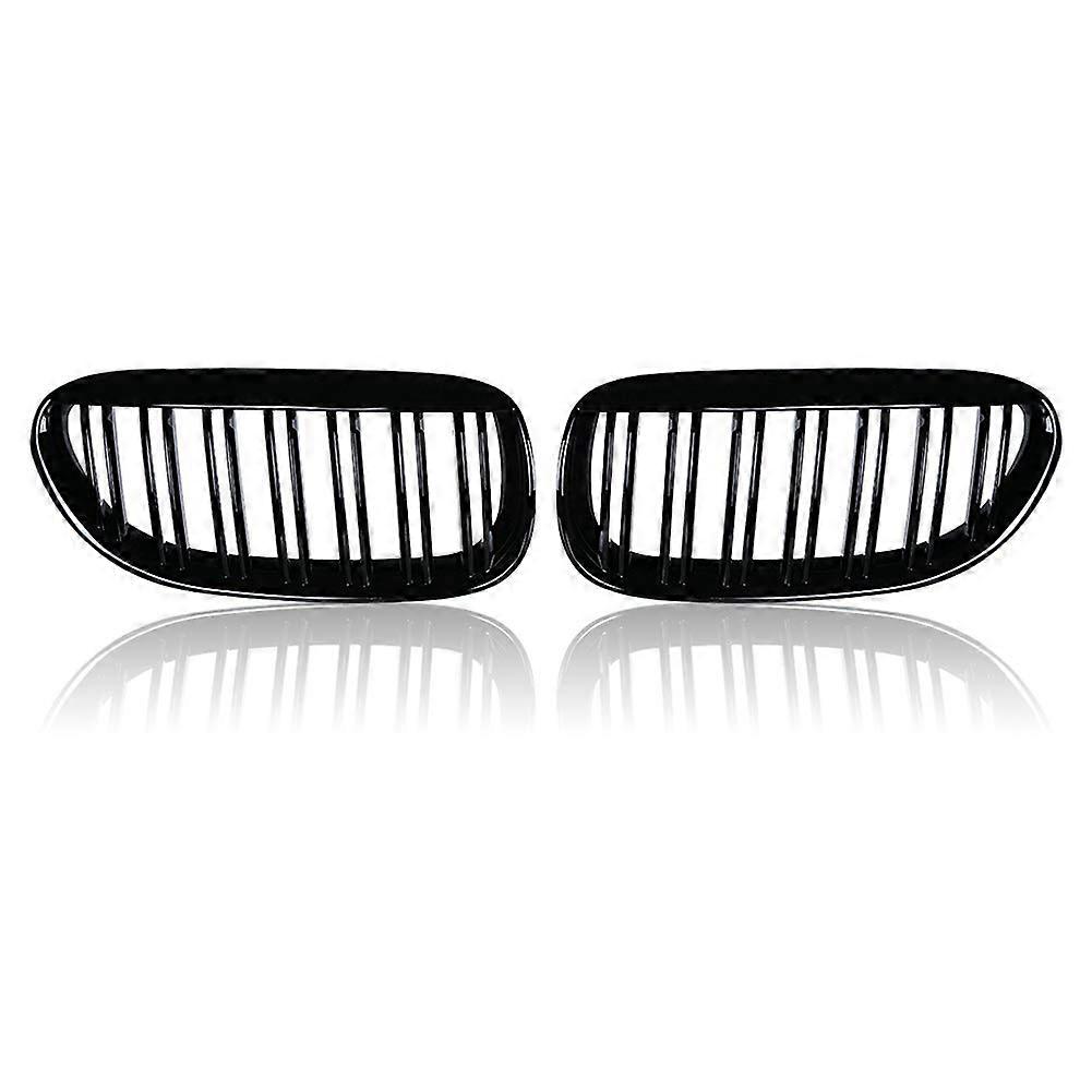 Frontstoßstangengrill Mit Zwei Linien Für 6er Bmw E63 E64 2004-2010, Renngrill-zubehör, Glanzschwarz.