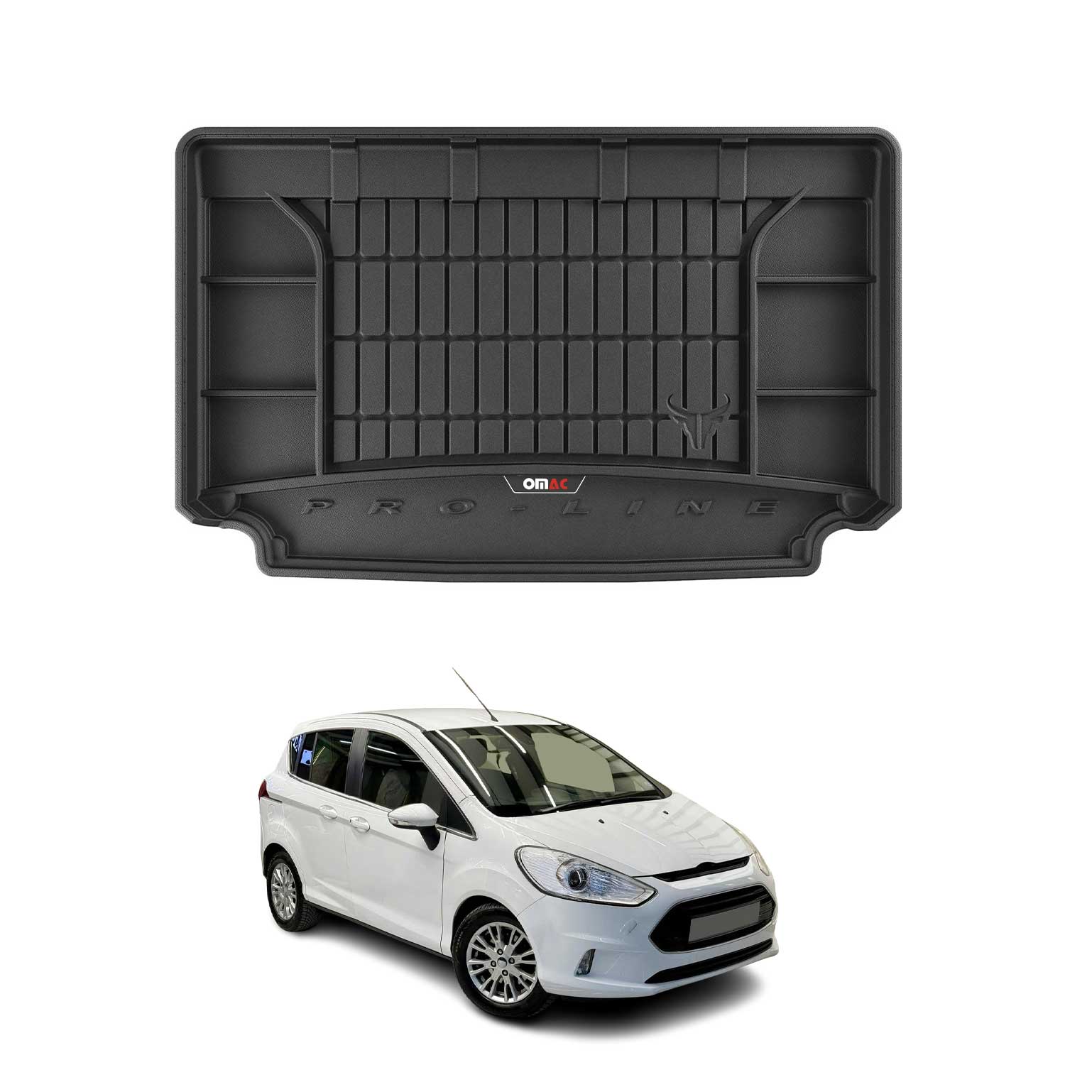 Omac Gummi Kofferraumwanne Für Ford B-max 2012-2017 Tpe Laderaumwanne Schwarz