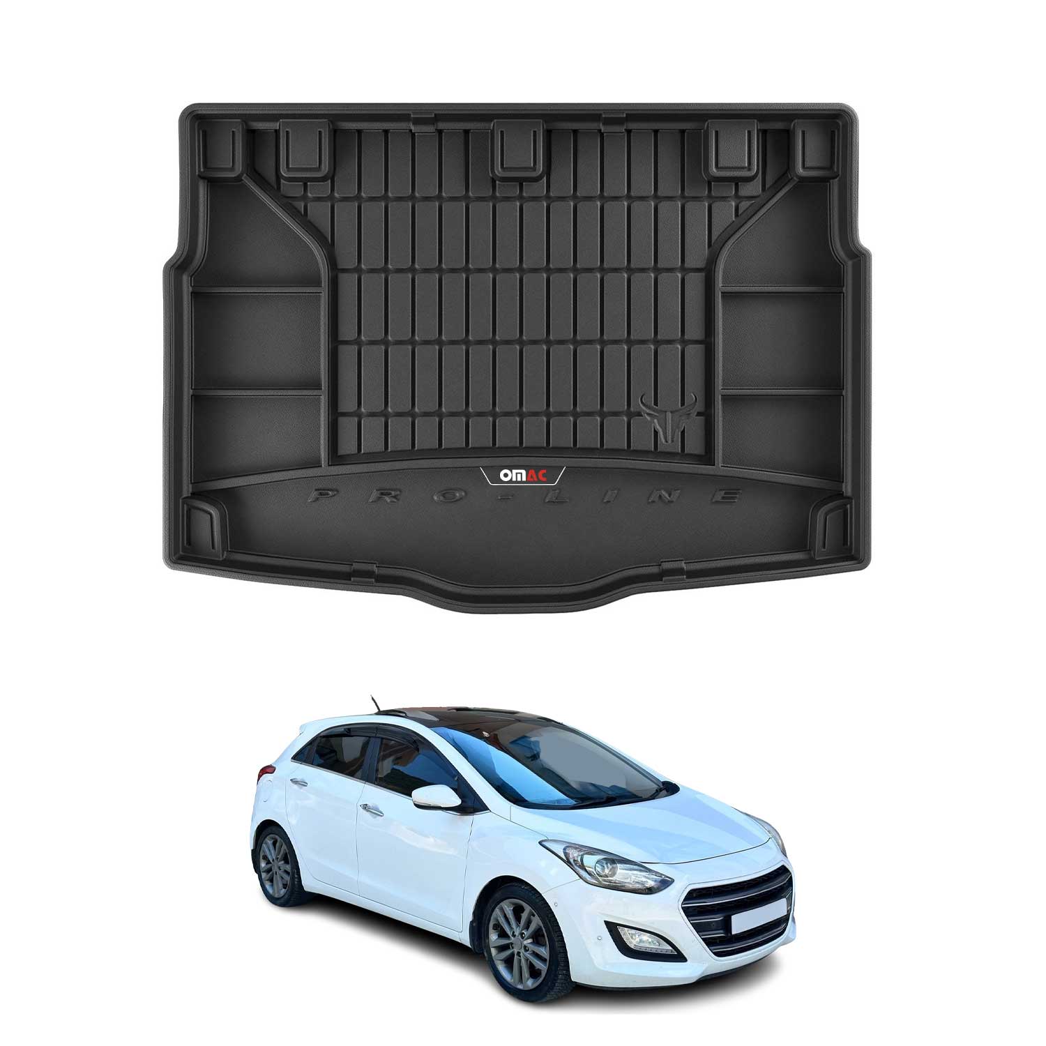 Omac Gummi Kofferraumwanne Für Hyundai I30 2011-2017 Tpe Laderaumwanne Schwarz