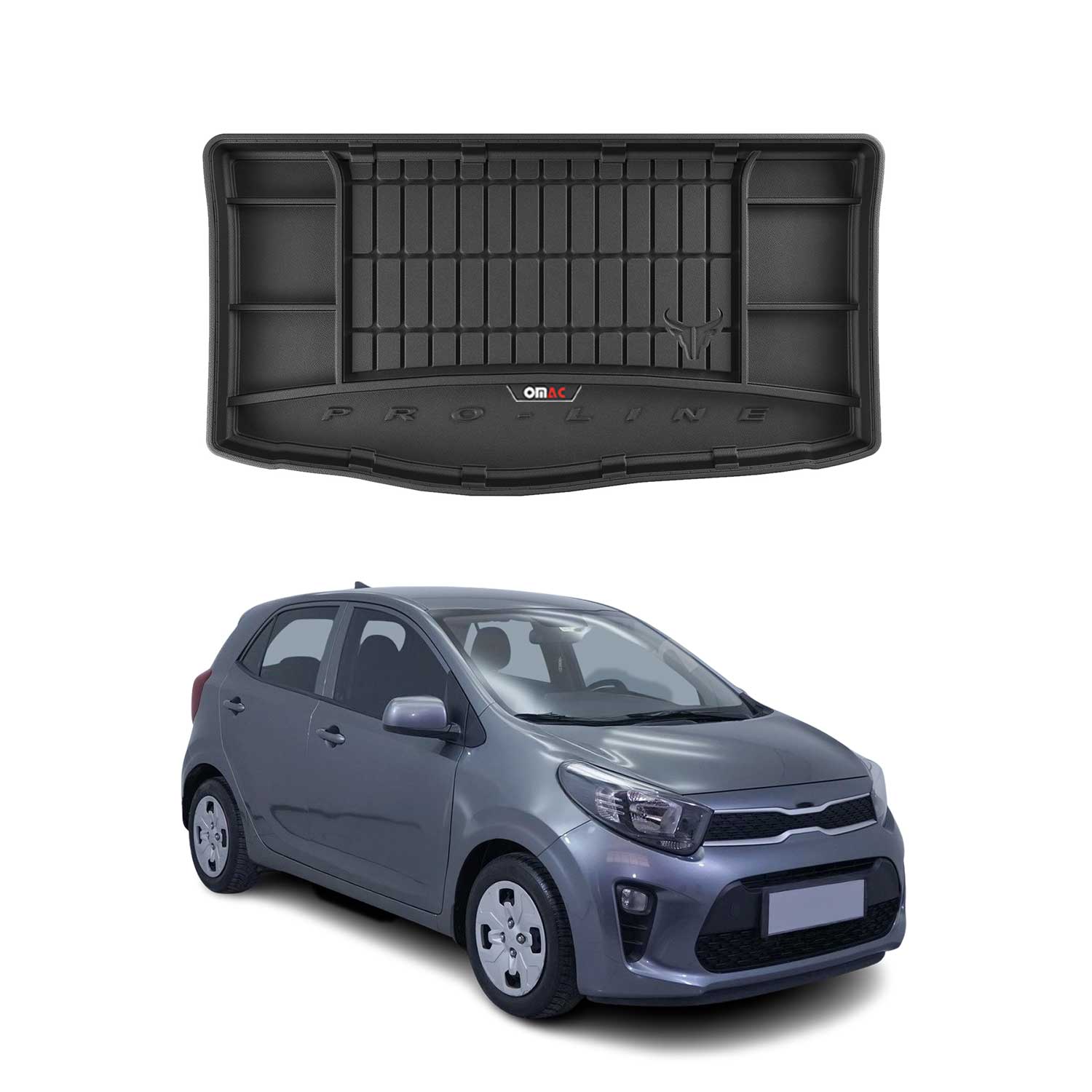 Omac Gummi Kofferraumwanne Für Kia Picanto 2017-2026 Tpe Laderaumwanne Schwarz