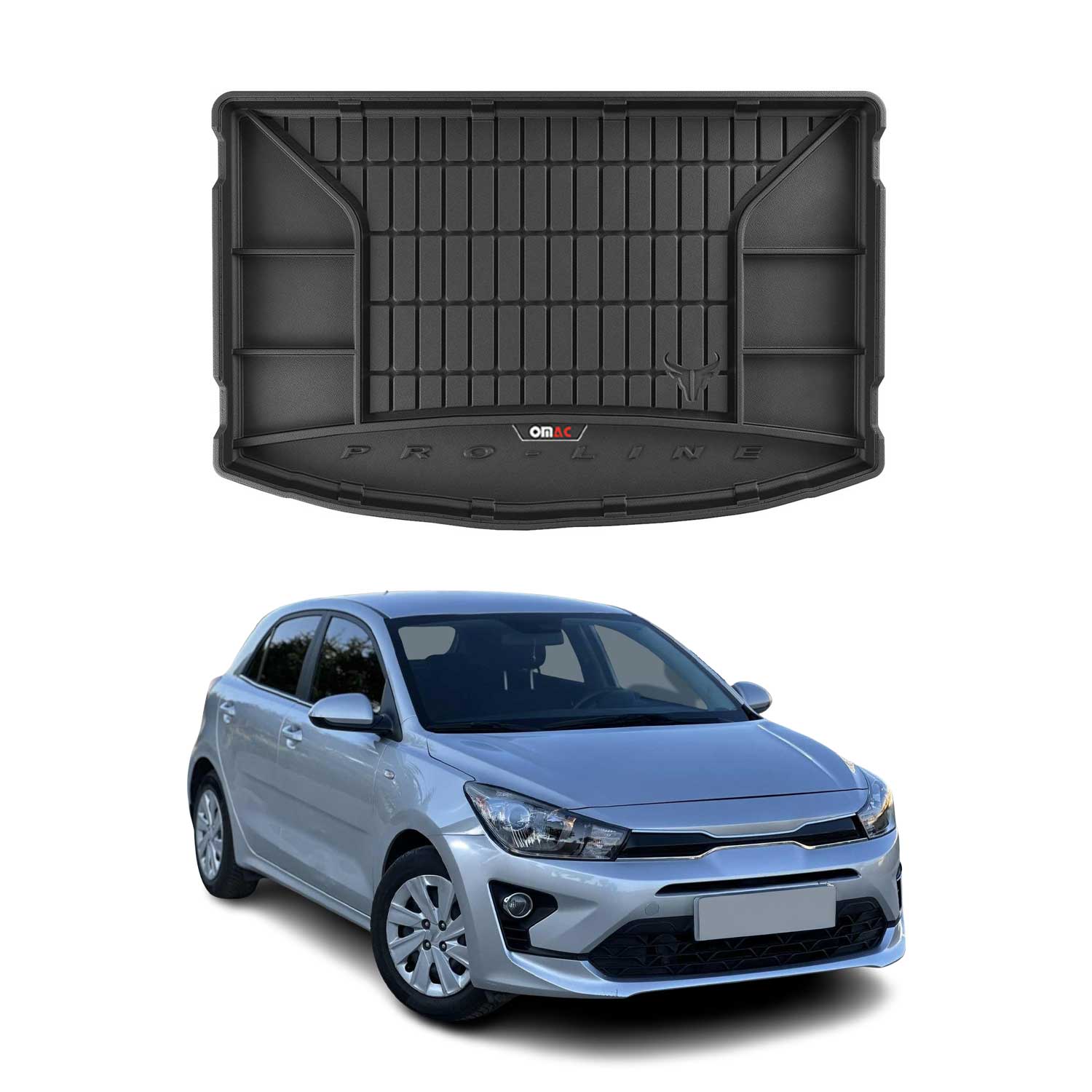 Omac Gummi Kofferraumwanne Für Kia Rio 2017-2020 Tpe Laderaumwanne Schwarz