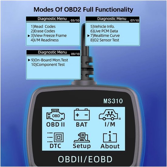 Fahrzeugdiagnosegerät – Obdii-codeleser Für Fahrzeuge – Obd2-codeleser – 2 Stück – Ms310 – Mehrsprachige Auslesung Von Fahrzeuginformationen