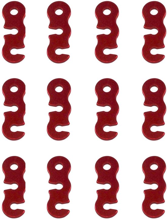 Dailygoods – Zeltabspannleinen, Superleicht, Aus Aluminiumlegierung, Rutschfest, Verstellbar, Rot, 12er-set, Mit Seilregulierung