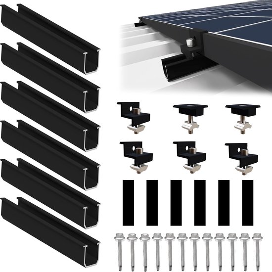 Halterung Für 2 Solarmodule Mit 12 Cm Schiene Und Verstellbaren Klemmen