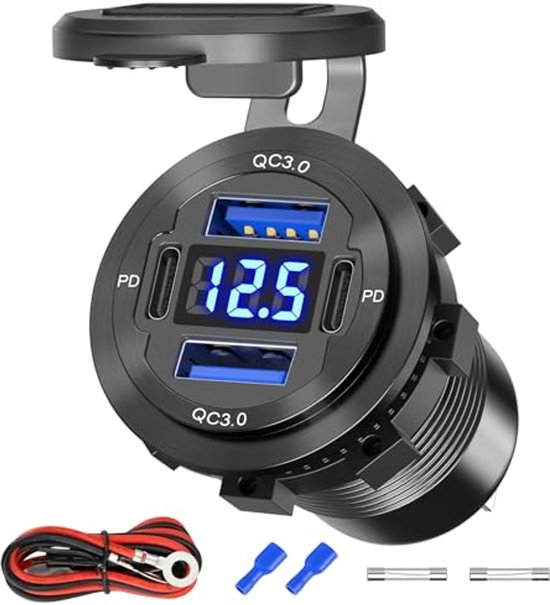 Usb-autoladegerät 12v/24v Mit 4 Anschlüssen Und Schnellladefunktion