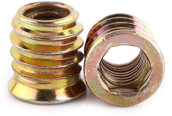 Verzinkte Gewindeeinsätze - Sechskantgewinde - Sortiment Für Holzmöbel - Holzeinsätze - Geeignet Für Möbel - Set Mit 20 Stück (m8 X 15 Mm)