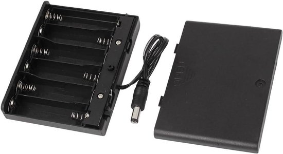 Allecto Plus – Batteriehalter Für 9-v- Und 6 Aa-batterien Mit Dc-stecker Und Geschlossenem Gehäuse