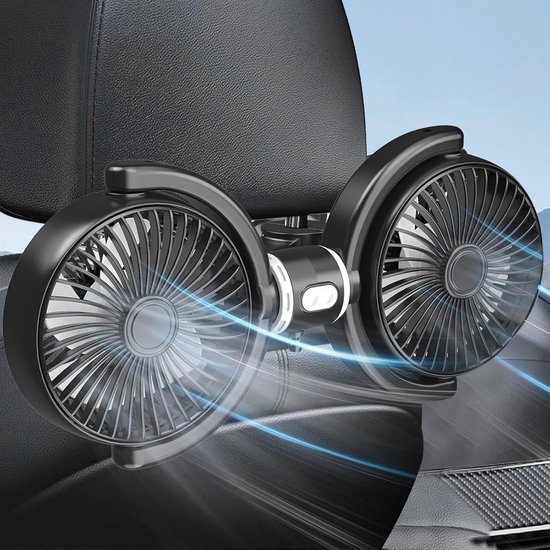 Autoventilator Für Die Rückbank – Verstellbarer Doppelkopf – Usb-ventilator Mit 3 Geschwindigkeitsstufen – Tragbar