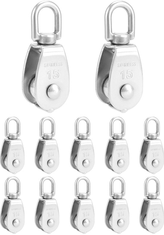 12 Stück M15-rollen – Rollen Aus Edelstahl 304 Für Stahlseile Bis 6 Mm – Tragfähigkeit 35 Kg