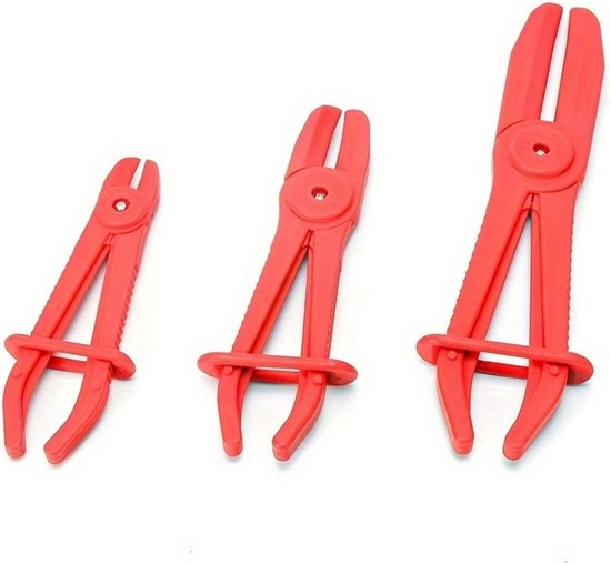 Set Mit 3 Geraden Kunststoffzangen Für Flexible Schläuche, Gasleitungen, Kühler-, Brems-, Kühlmittel- Und Kraftstoffleitungen – Rot