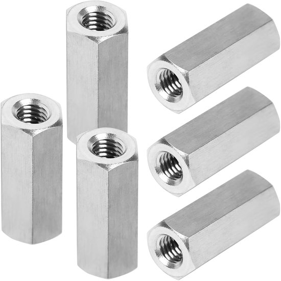6-teiliges Set M10 X 1,5 Kupplungsmuttern – 30 Mm Lang – Edelstahl