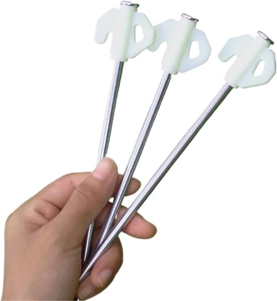 Set Mit 10 Verzinkten Heringen Mit Leuchtkopf (20 Cm, Je 44 G) – Extra Gut Sichtbar Im Dunkeln, Für Zelte Und Markisen, Langlebig Und Rostbeständig