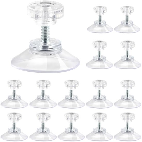 Dailygoods – Extra Starke Saugnäpfe – 15 Stück – 40 Mm – Pvc – Gewinde/gezahnte Mutter – Transparent – Für Glatte Oberflächen – Saughaken