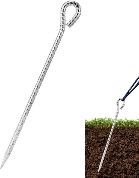 Set Mit 2 Extra Starken, Gerillten Heringen (30 Cm, 11 Mm) – Verzinkter Stahl Mit Öse, Für Zelte, Markisen Und Sonnenschirme, Winddicht