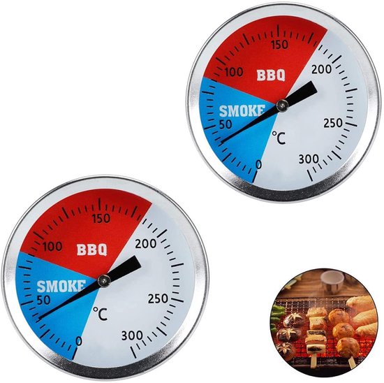 2x Edelstahl-grillthermometer Für Grill Und Smoker – Temperaturanzeige Für Die Außenküche
