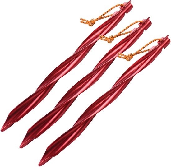 Set Mit 3 Leichten Aluminium-spiral-erdankern Mit Reflektierender Schnur – Besonders Robust, Windfest Und Leicht Zu Entfernen