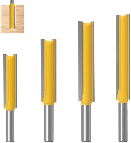 Satz Mit 4 Langen, Geraden Fräsern Mit 8-mm-gewinde Für Oberfräsen – Holzbearbeitung