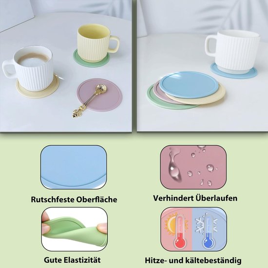 Dailygoods Untersetzer Für Gläser Rutschfest Hitzebeständig Abwaschbar 5er-set Durchmesser 10 Cm Strapazierfähiges Silikon Glasuntersetzer