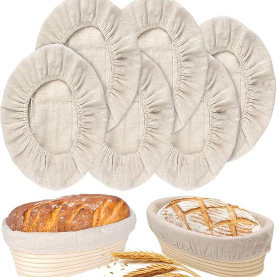 Set Mit 6 Ovalen Leineneinlagen Für Gärkörbe Elastische Stoffabdeckungen Für Lange Sauerteigbrote Geeignet Für Das Backen Zu Hause Und In