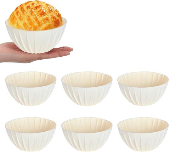 Set Mit 6 Kleinen Runden Silikon-gärkörben, Elfenbeinweiß, Lebensmittelecht, Für Kleine Brötchen, Sauerteigbrötchen Und Zum Backen Zu Hause, 13 X 13 X 6 Cm