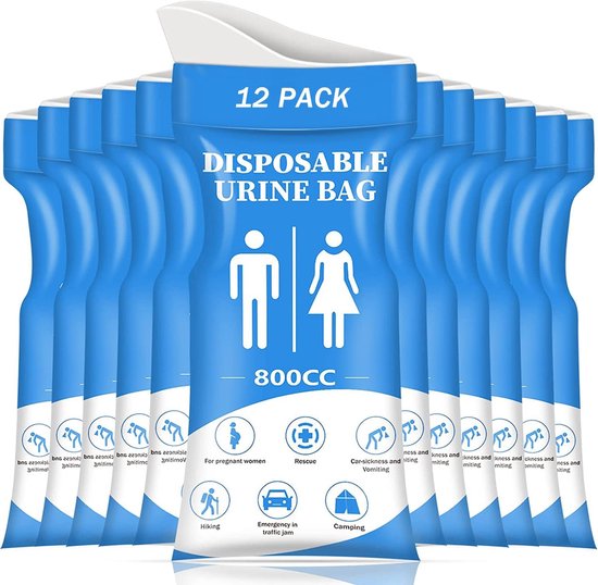 12 Urinbeutel / Einweg-urinbeutel 800 Ml - Nottoilette Für Auto, Camping & Reisen - Auslaufsicher & Saugfähig