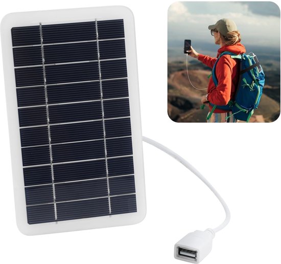Tragbares 2w 5v Solarpanel Mit Usb-anschluss Und Solarladegerät Für Wandern Camping Und Outdoor-aktivitäten Wasserdicht Ip65 Robustes Usb-kabel