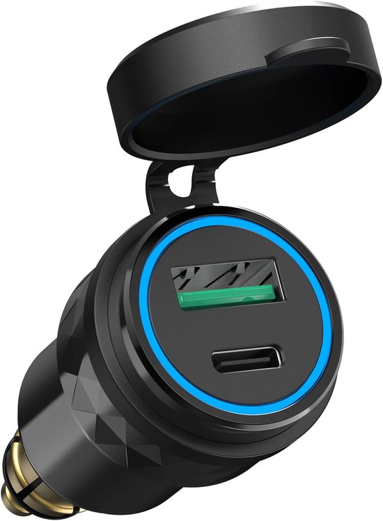 Usb-din-buchsenladegerät Für Motorräder – Schnellladegerät Mit 30 W Pd Und 18 W Qc