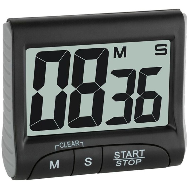 Digitaler Timer Und Stoppuhr, 38.2021.01, Elektronischer Eiertimer Mit Display, Großen Ziffern, Küchenzubehör, Kurzzeitalarm (bis Zu 99 Min. 59 Sek.), Schwarz