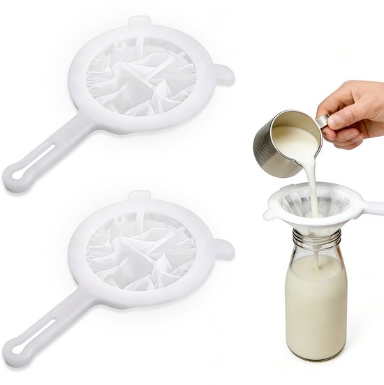 Pp-filterlöffel 2 Stück Xl 18 Cm Durchmesser Filterlöffel Mit 200-mesh-filter Ultrafeines Sieb Für Den Hausgebrauch Trennfilter Küchenfilter Zum