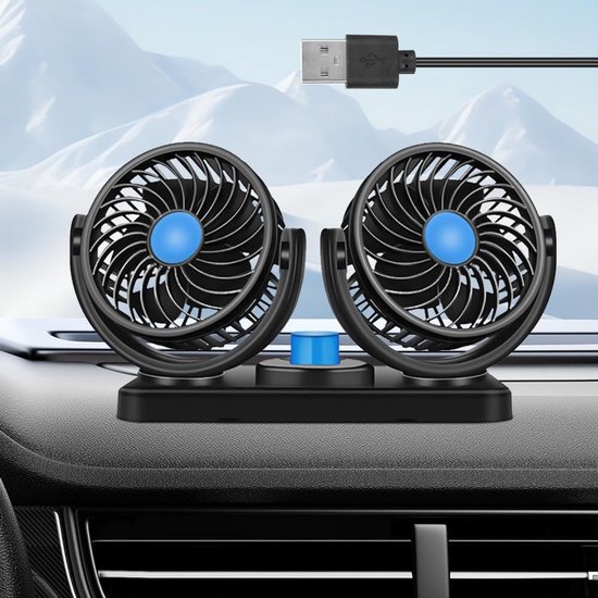 Autolüfter, Tragbar, Mit Zwei Usb-anschlüssen, 360° Drehbar, Zwei Geschwindigkeitsstufen, Geeignet Für Pkw Und Suvs