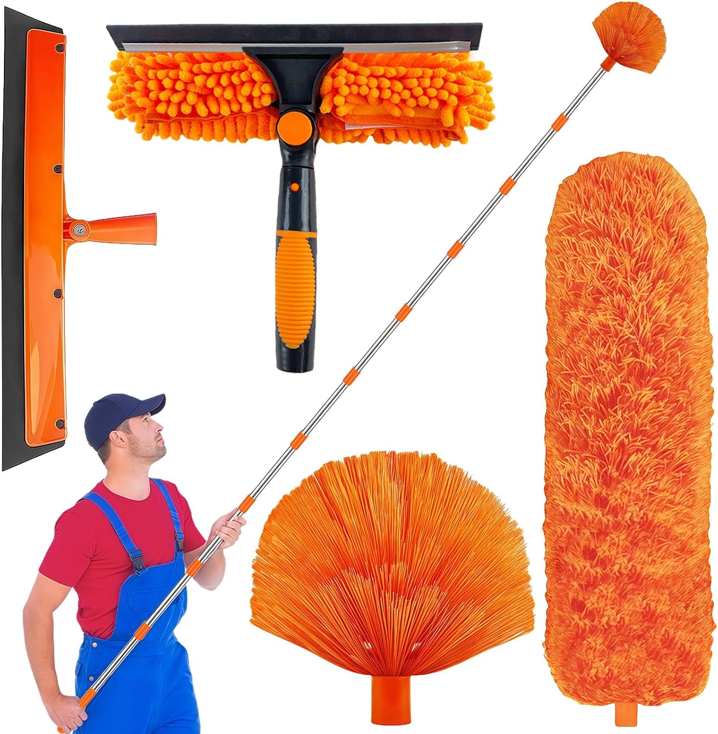 M Langer Teleskop-staubwedel, Ausziehbar, Waschbar, Geeignet Zum Reinigen Von Decken, Deckenventilatoren, Innenräumen, Spinnweben, Jalousien Und Möbeln