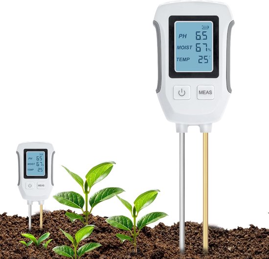 3-in-1 Boden-ph-tester, Säure-base-detektor, Temperatur- Und Feuchtigkeitsmesser Mit Beleuchtetem Lcd-display, Geeignet Für Garten- Und Topfpflanzen