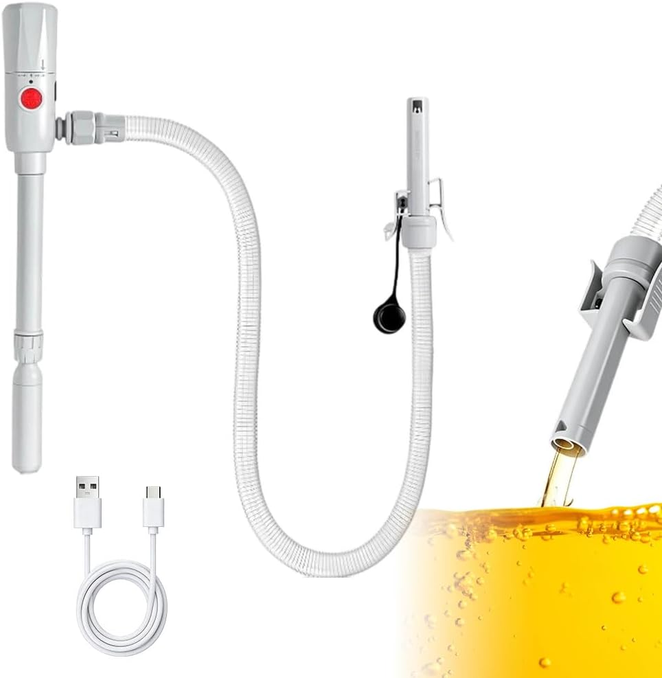 Elektrische Transferpumpe, 2,8 Gpm, Kanister-kraftstoffpumpe, Duale Stromversorgung (usb-c/aa), Elektrische Transferpumpe Mit Automatischer Abschaltung Für Benzin, Diesel Und Saugrohr