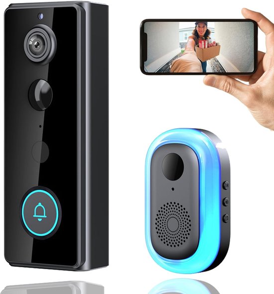 Türklingel Intelligente Video-türklingel Kabellose Türklingel Mit Kamera Und Bewegungsmelder Schwarz 2k 4000 Mah Ip65 Wasserdicht 32 Gb Speicher Rot