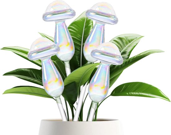 Bewässerungskugeln Für Pflanzen – Regenbogenfarbverlauf – Pilzdesign – Reflektierend – 4 Stück – Für Zimmerpflanzen – Garten – Balkon