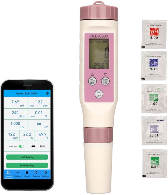 Dailygoody Digitales Ph-meter Wasserqualitätsmessgerät Mit Bluetooth-verbindung Für Hydrokultur Und Aquarien Misst Den Ph-wert Präzise Geeignet