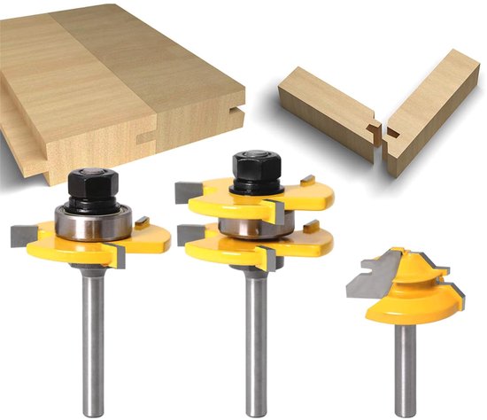Allecto Holzfräser-set Mit T-verbindung Nutfräser Für Vertikale Holzbearbeitung Aus Robustem Dicarbon-stahl Für Vorgefertigte