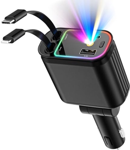 66-watt-usb-c-autoladegerät Mit 4-in-1-design Und 2 Usb-anschlüssen Für Schnelles Laden