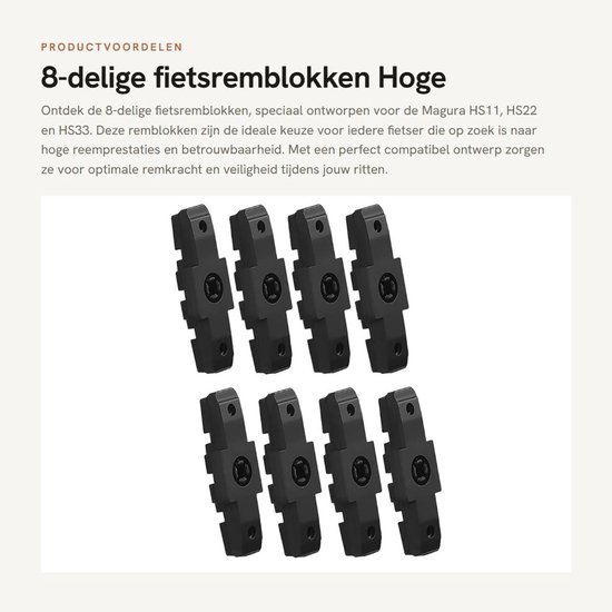 Dailygoods – Fahrradbremsbeläge Mit Hoher Bremsleistung – Bremsbeläge Hs11/hs22/hs33 – 8-teiliges Set – Gummi – Schwarz – Kompatibel Mit Magura
