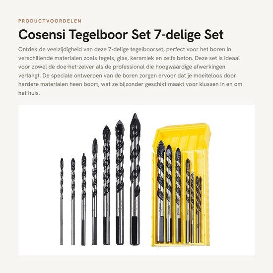 Dailygoods Fliesenbohrer-set 7-teiliges Set Für Fliesen Und Glas Ideal Für Härtere Materialien Enthält Verschiedene Größen Geeignet Für Wände Und