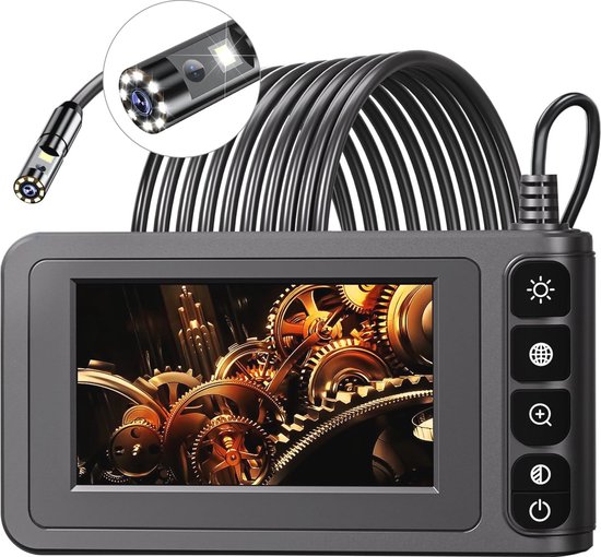 Beleuchtetes Doppellinsen-endoskop Und Hd-inspektionskamera – 4,3-zoll-lcd, Wasserdicht Nach Ip67, 8-led-beleuchtung