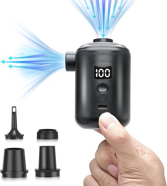 Wiederaufladbare Elektrische Luftpumpe Per Usb Für Luftmatratzen Und Schwimmringe – 3600 Mah, 280 L/min, Kompakt Und Tragbar