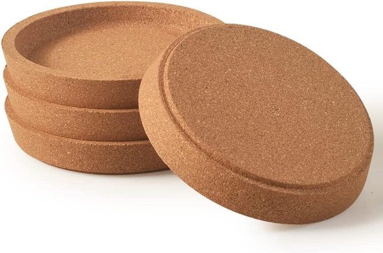 Extra Dicke Korkuntersetzer – Saugfähig Und Wiederverwendbar – 4 Stück – Naturfarbe – Kork