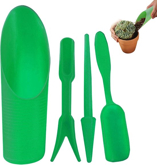 Mini Gartengeräte Set Mit 4 Teilen Blumentopf, Pflanzkelle, Spaten, Schöpfkelle Zum Umpflanzen Und Pflegen Kleiner Gartenspaten Stahlspaten Klein