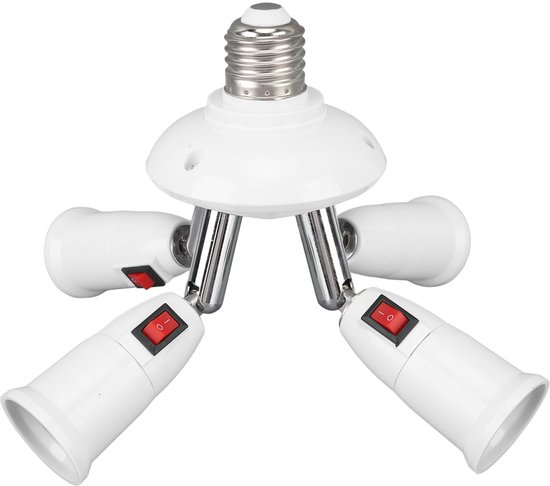 Solidchoice – Lichtverteiler-fassung – 4-in-1-adapter – 360° Drehbar – 180° Biegbar – E26/e27 – Praktisch Für Beleuchtung – Weiß