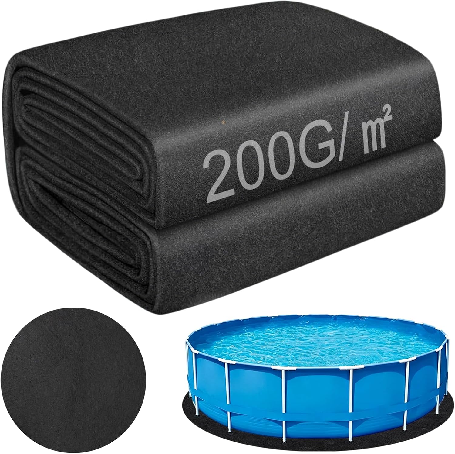 400 Cm Poolbodenmatte, Runde 200 G/m² Poolmatte Für Aufstellpools, Rutschfest, Faltbar, Schutzmatte Für Aufblasbare Whirlpools