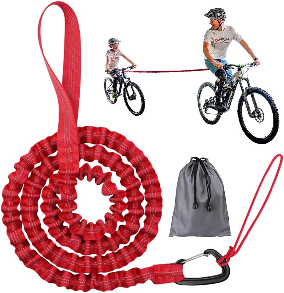 Fahrrad-abschleppseil, Fahrrad-abschleppgurt Mit Sicherheitshaken, Elastisches Bergseil Für Kinder Mit Dreieckstasche, Geeignet Für Alle Fahrräder, Tragkraft: 225 Kg