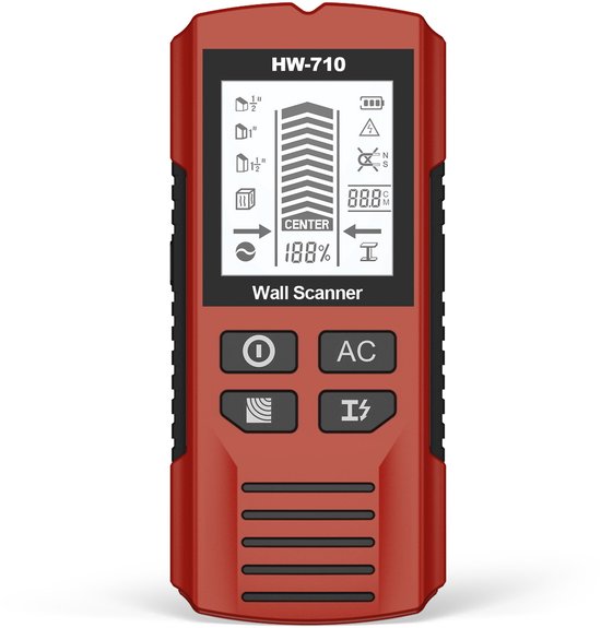 Elektronischer Wanddetektor – Wandscanner-balkenfinder – Heimwerkerprojekte – 6-in-1-funktionalität – Bis Zu 80 Mm Tiefe – Rot