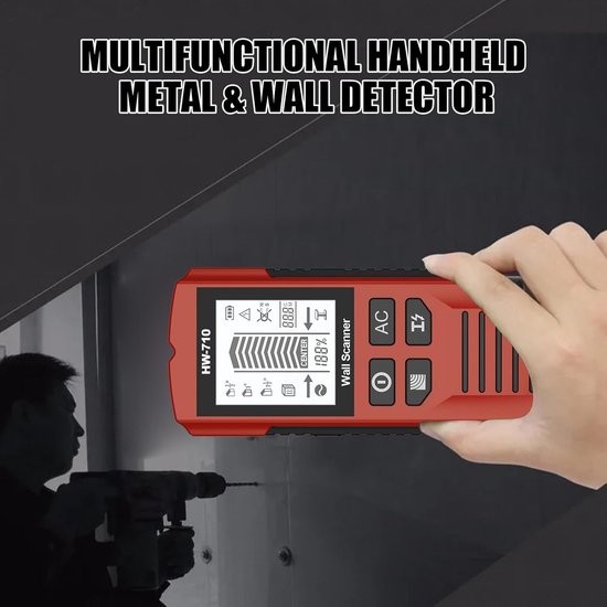 Metalldetektor Zeiger Balkensucher Wandsuche Lcd Display 17,4 Cm Rot
