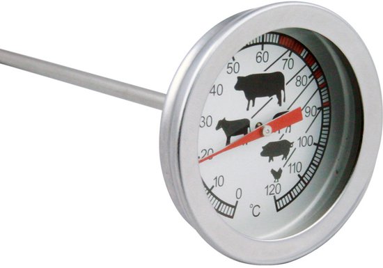 Fleischthermometer – Küchenthermometer – Thermometer – Grillthermometer – Küchenthermometer Mit Sonde – Edelstahl – Silber